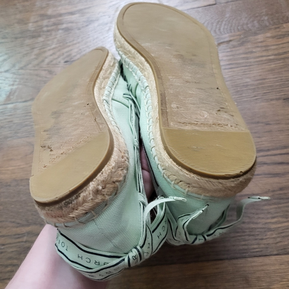 TORY BURCH mint ribbon espadrilles flats shoes size 10 - Picture 2 of 5